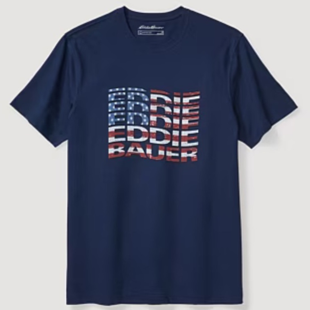 Eddie Bauer Men's Dark Blue Graphic Tee XL Eddie Bauer Graphic T-Shirt - EB Flag